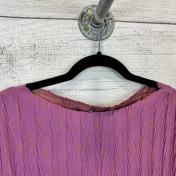 Zara Women's Purple & Gold Textured Jacquard Midi Dress Size Medium - Picture 2 of 9